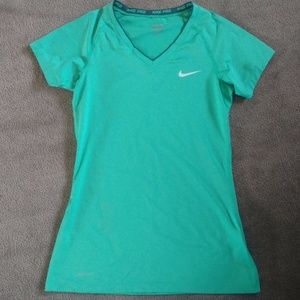 Nike Pro Green V Neck Workout Shirt